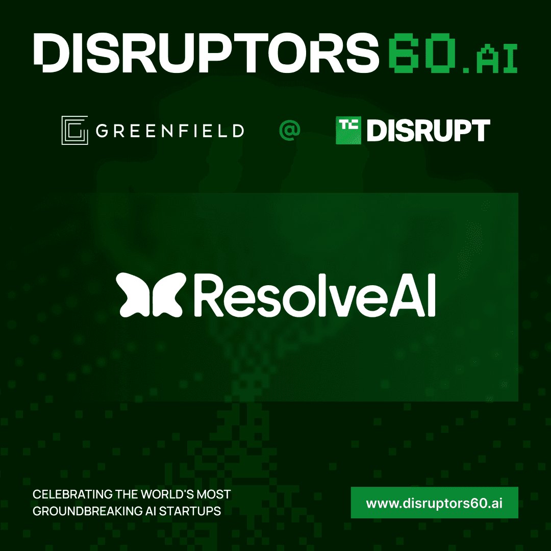 ResolveAI logo prominently displayed within the Disruptors 60.AI event branding.